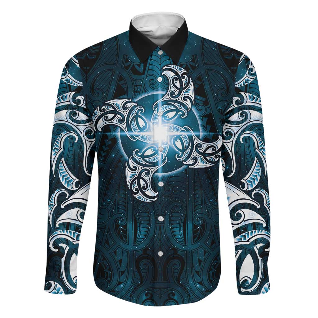 New Zealand Matariki Waita Family Matching Puletasi and Hawaiian Shirt Maori Moko Dark Blue Galaxy