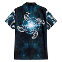 New Zealand Matariki Waita Family Matching Summer Maxi Dress and Hawaiian Shirt Maori Moko Dark Blue Galaxy LT05 - Polynesian Pride