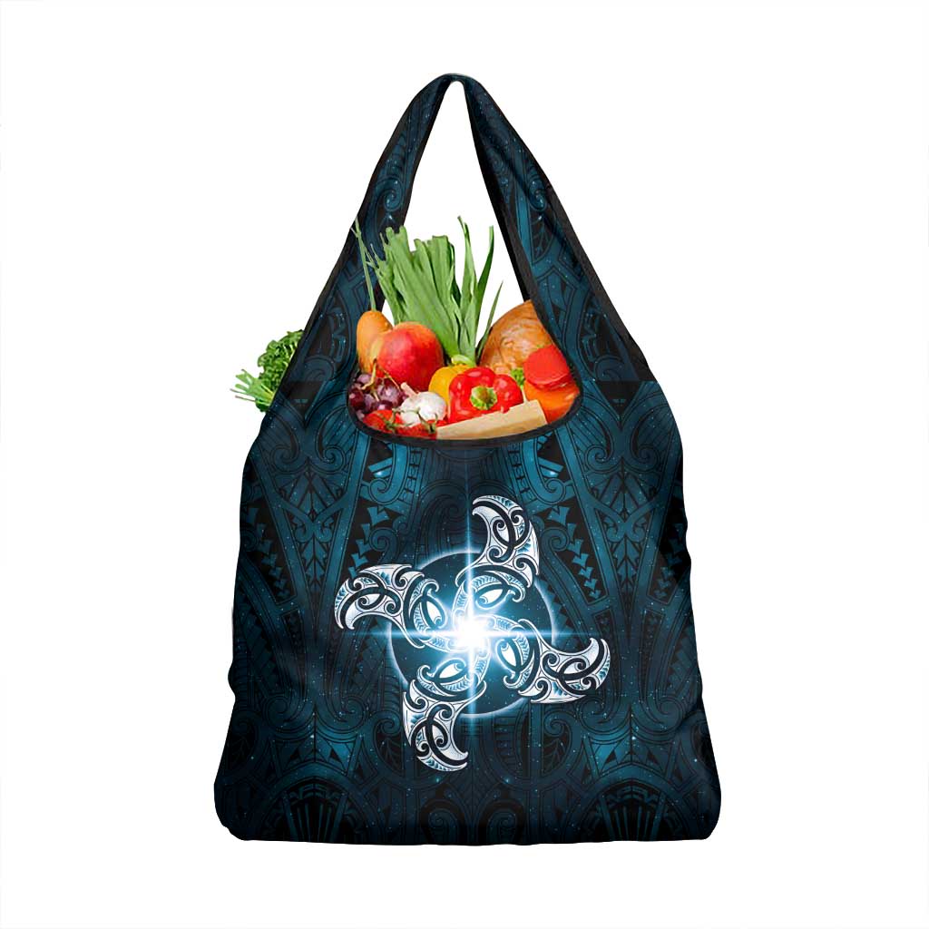 New Zealand Matariki Waita Grocery Bag Maori Moko Dark Blue Galaxy