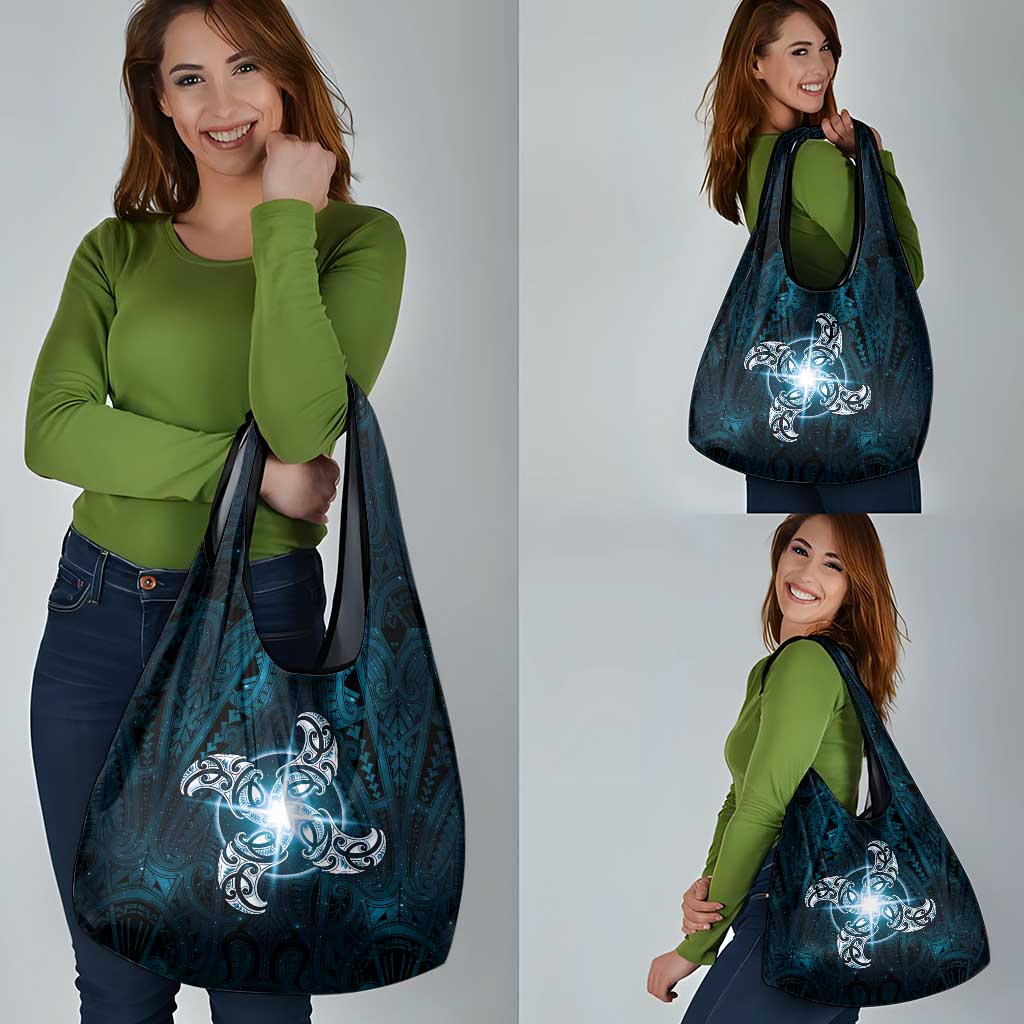 New Zealand Matariki Waita Grocery Bag Maori Moko Dark Blue Galaxy