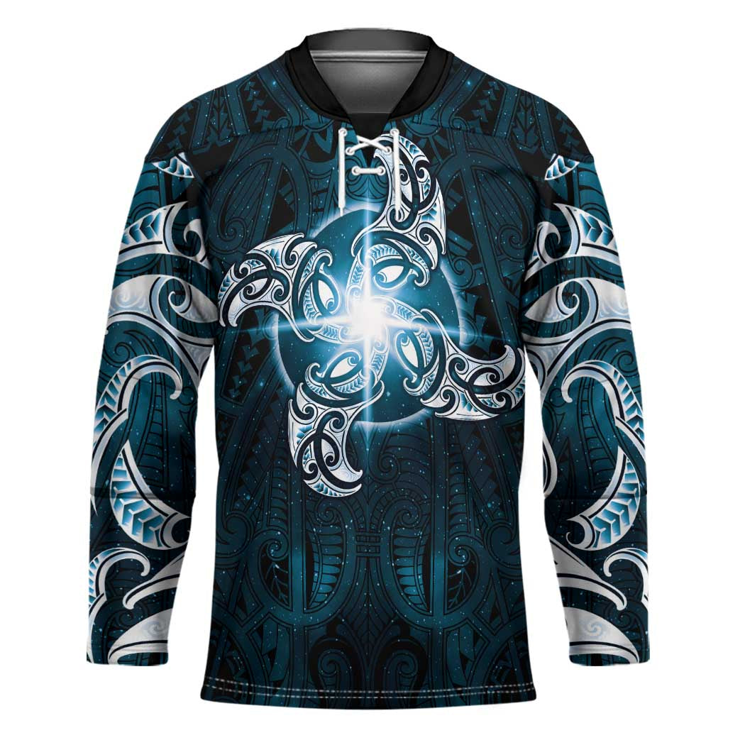 New Zealand Matariki Waita Hockey Jersey Maori Moko Dark Blue Galaxy LT05 Unisex Blue - Polynesian Pride