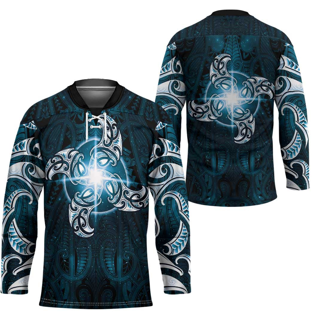 New Zealand Matariki Waita Hockey Jersey Maori Moko Dark Blue Galaxy