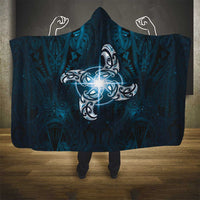 New Zealand Matariki Waita Hooded Blanket Maori Moko Dark Blue Galaxy