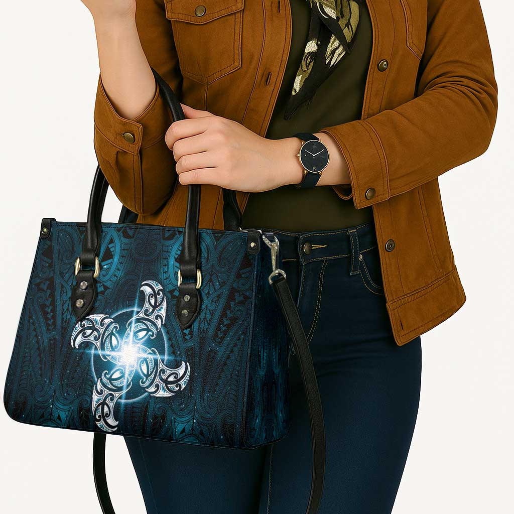 New Zealand Matariki Waita Leather Bag Maori Moko Dark Blue Galaxy