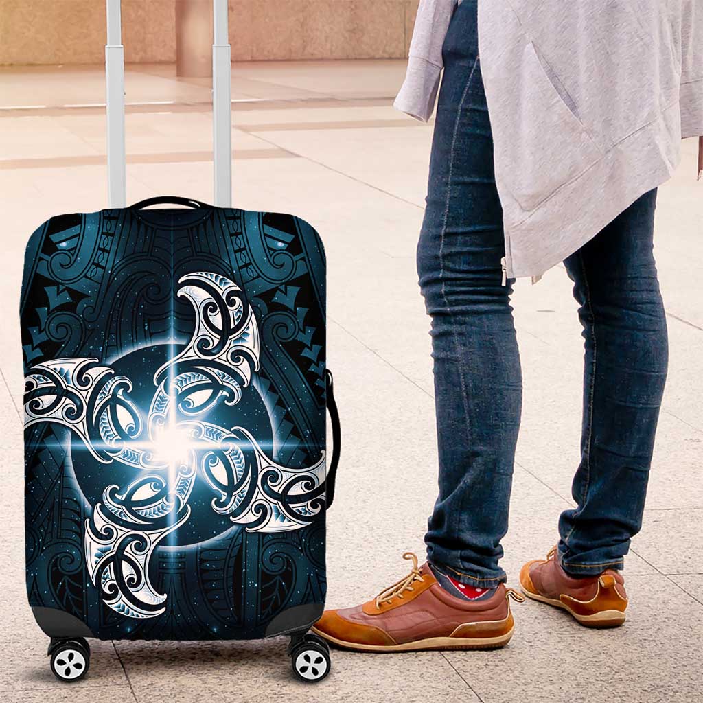 New Zealand Matariki Waita Luggage Cover Maori Moko Dark Blue Galaxy LT05 Blue - Polynesian Pride