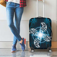 New Zealand Matariki Waita Luggage Cover Maori Moko Dark Blue Galaxy