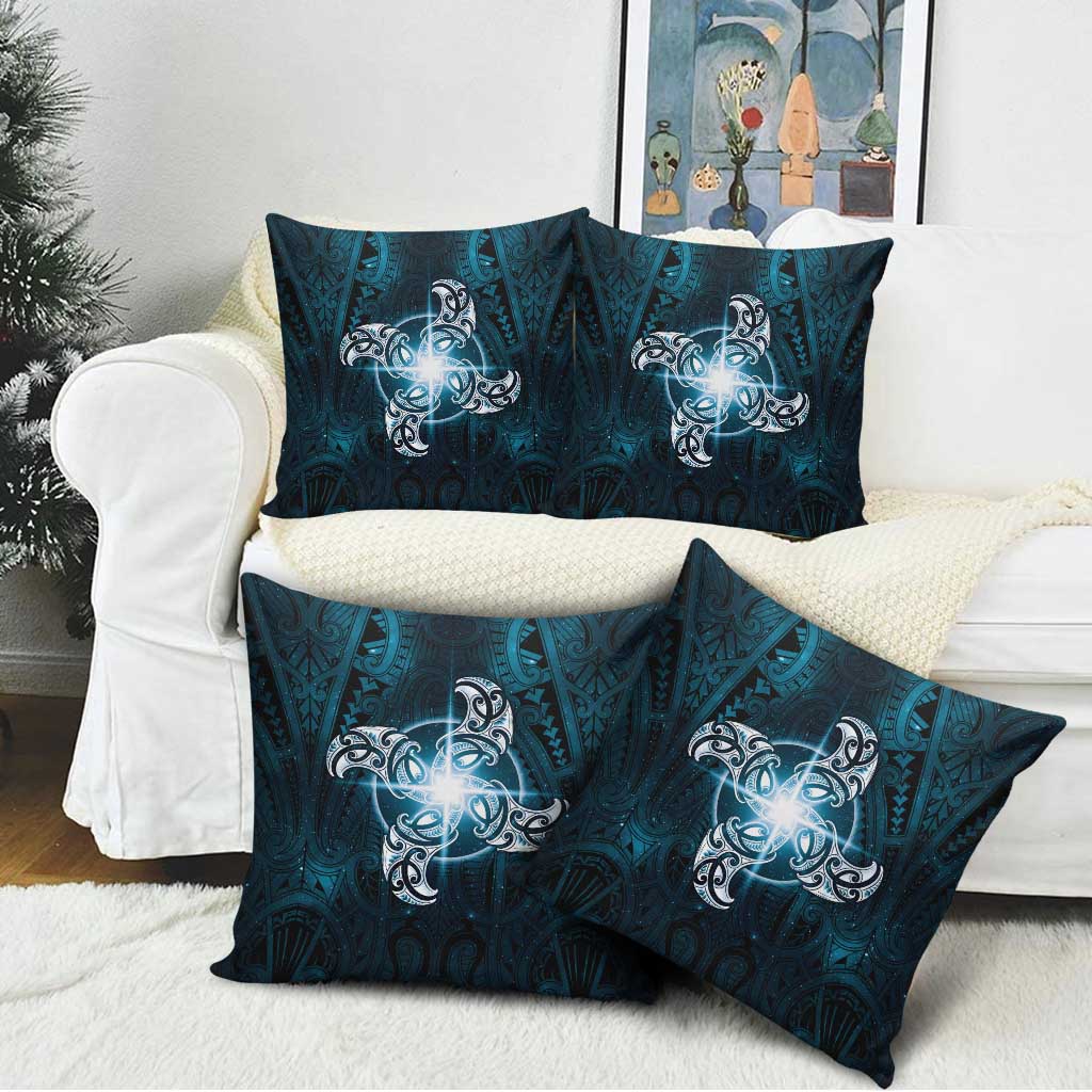 New Zealand Matariki Waita Pillow Cover Maori Moko Dark Blue Galaxy