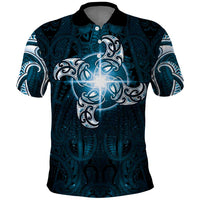 New Zealand Matariki Waita Polo Shirt Maori Moko Dark Blue Galaxy