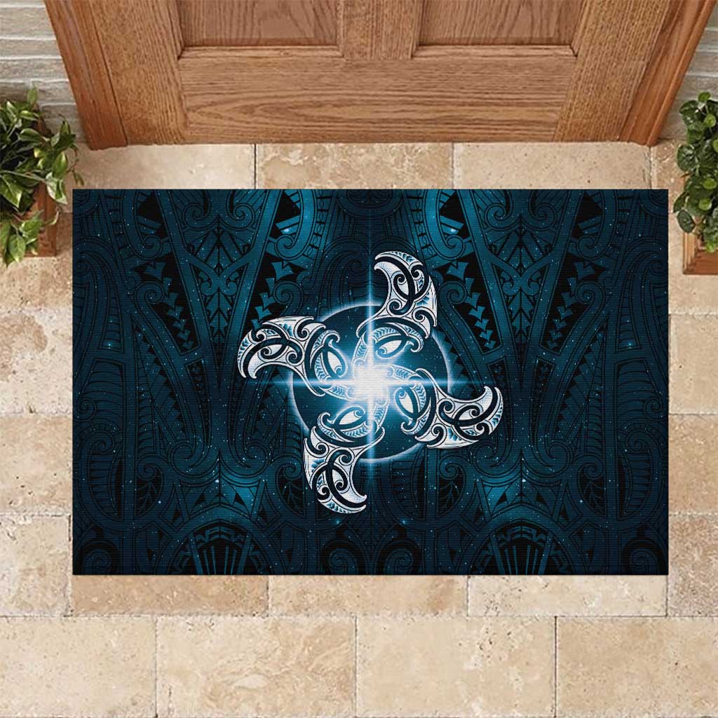 New Zealand Matariki Waita Rubber Doormat Maori Moko Dark Blue Galaxy LT05 Blue - Polynesian Pride