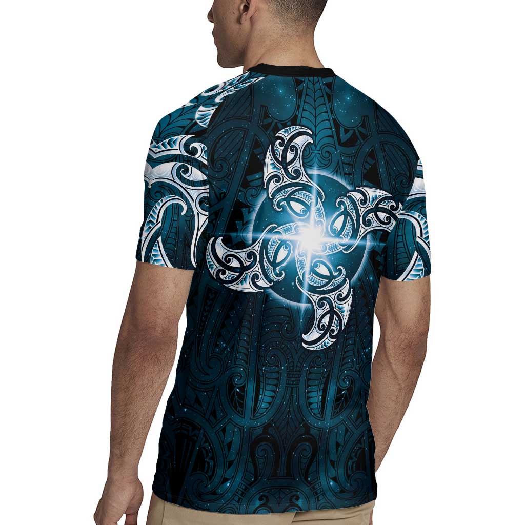 New Zealand Matariki Waita Rugby Jersey Maori Moko Dark Blue Galaxy