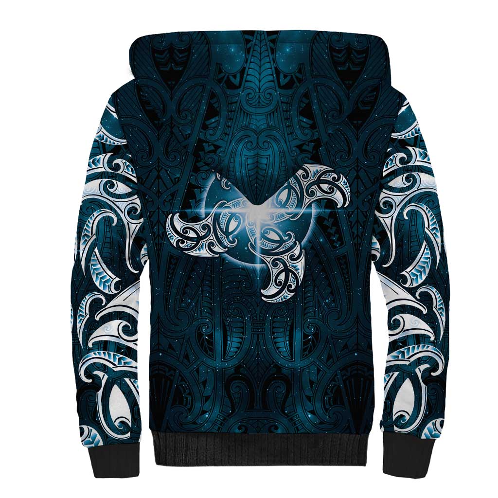 New Zealand Matariki Waita Sherpa Hoodie Maori Moko Dark Blue Galaxy LT05 - Polynesian Pride