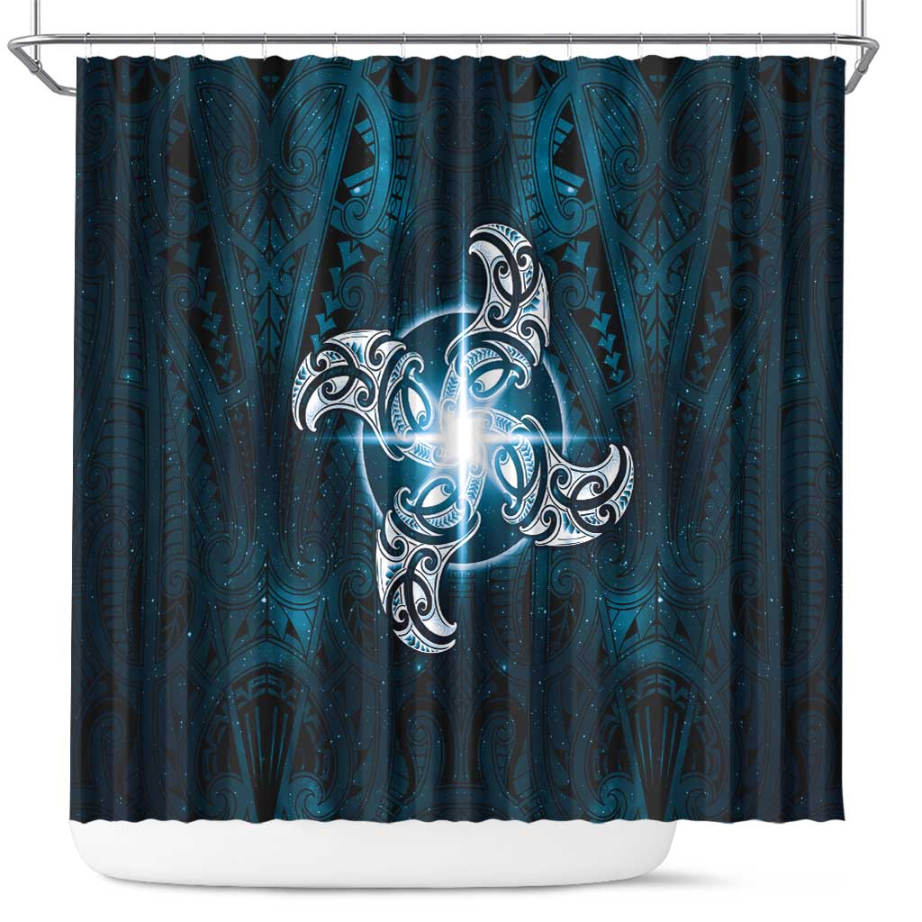 New Zealand Matariki Waita Shower Curtain Maori Moko Dark Blue Galaxy LT05 Blue - Polynesian Pride