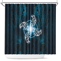 New Zealand Matariki Waita Shower Curtain Maori Moko Dark Blue Galaxy LT05 Blue - Polynesian Pride