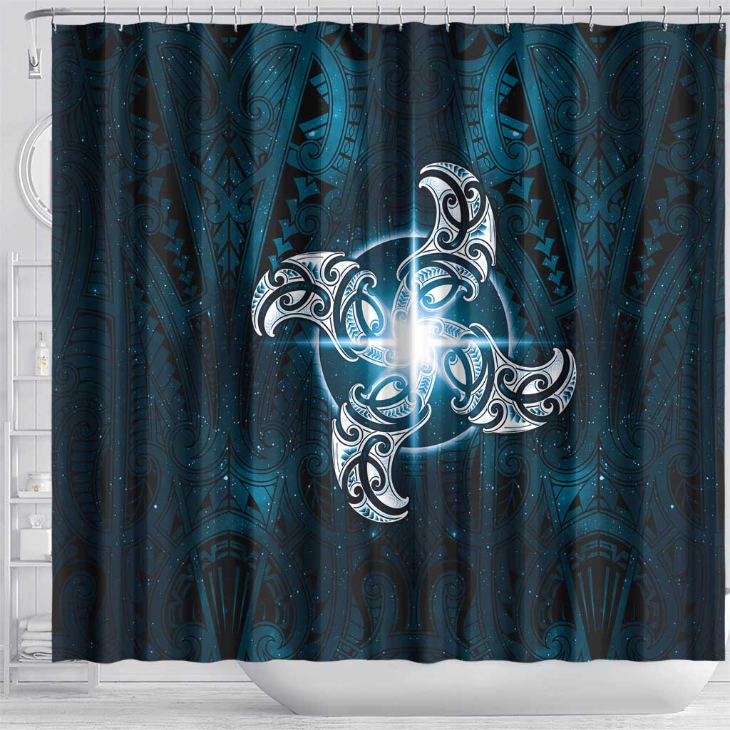 New Zealand Matariki Waita Shower Curtain Maori Moko Dark Blue Galaxy LT05 - Polynesian Pride