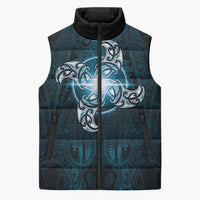 New Zealand Matariki Waita Sleeveless Puffer Jacket Maori Moko Dark Blue Galaxy LT05 Unisex Blue - Polynesian Pride