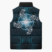 New Zealand Matariki Waita Sleeveless Puffer Jacket Maori Moko Dark Blue Galaxy LT05 - Polynesian Pride