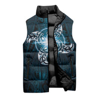 New Zealand Matariki Waita Sleeveless Puffer Jacket Maori Moko Dark Blue Galaxy LT05 - Polynesian Pride