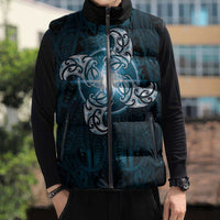 New Zealand Matariki Waita Sleeveless Puffer Jacket Maori Moko Dark Blue Galaxy LT05 - Polynesian Pride