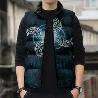 New Zealand Matariki Waita Sleeveless Puffer Jacket Maori Moko Dark Blue Galaxy LT05 - Polynesian Pride