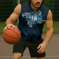 New Zealand Matariki Waita Sleeveless Zip Hoodie Maori Moko Dark Blue Galaxy LT05 - Polynesian Pride