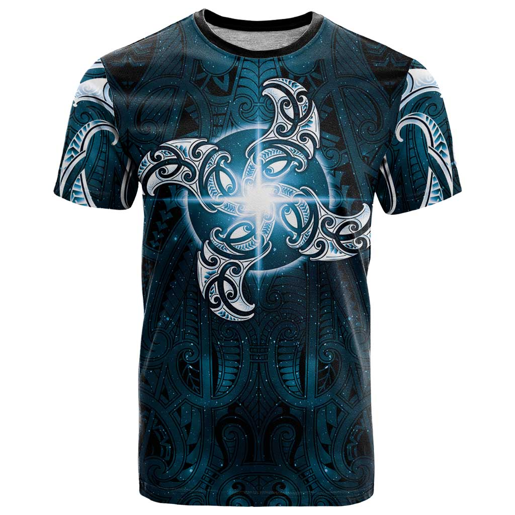 New Zealand Matariki Waita T Shirt Maori Moko Dark Blue Galaxy