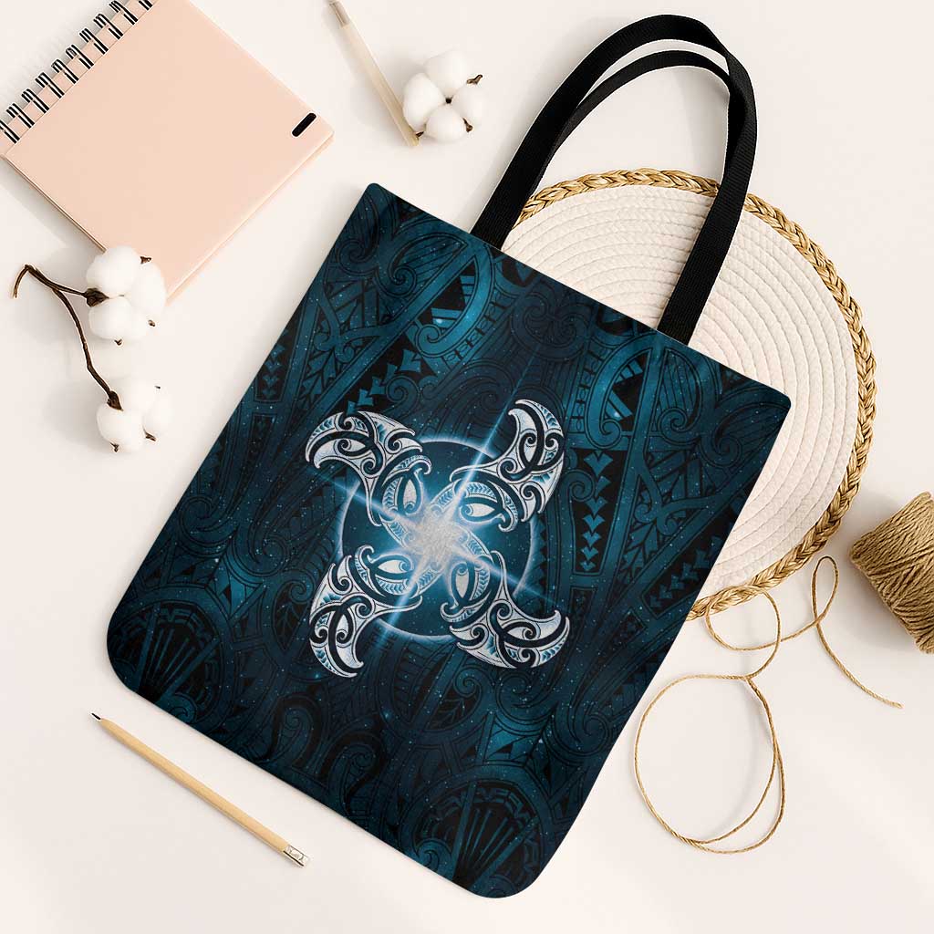 New Zealand Matariki Waita Tote Bag Maori Moko Dark Blue Galaxy