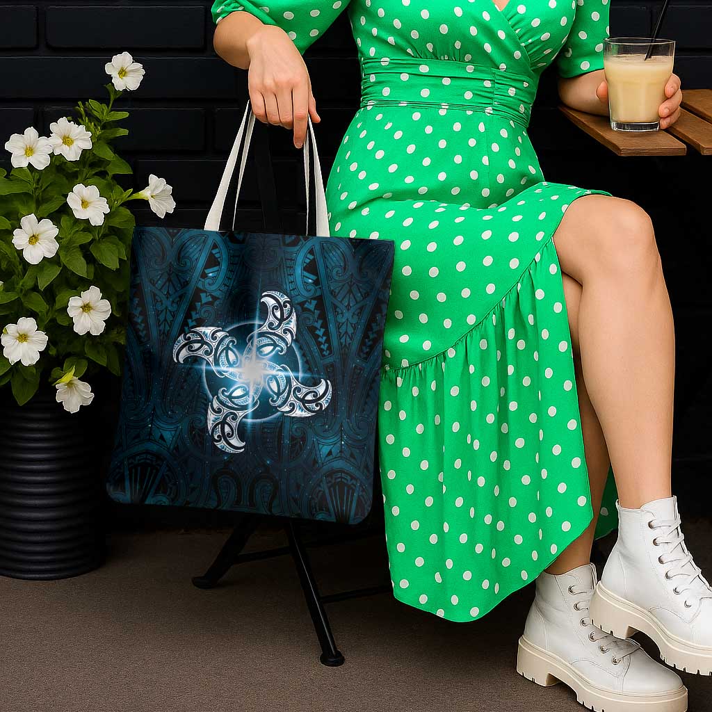 New Zealand Matariki Waita Tote Bag Maori Moko Dark Blue Galaxy