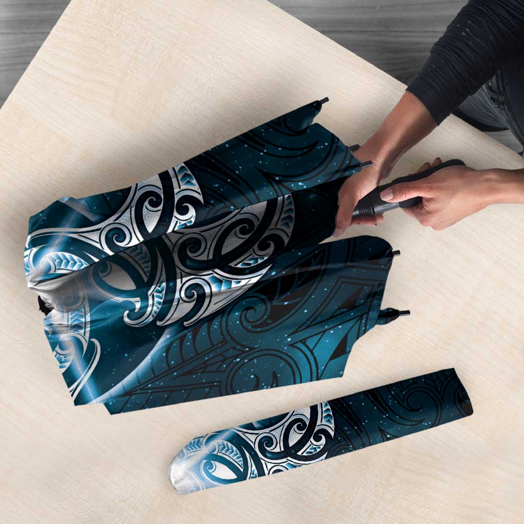 New Zealand Matariki Waita Umbrella Maori Moko Dark Blue Galaxy