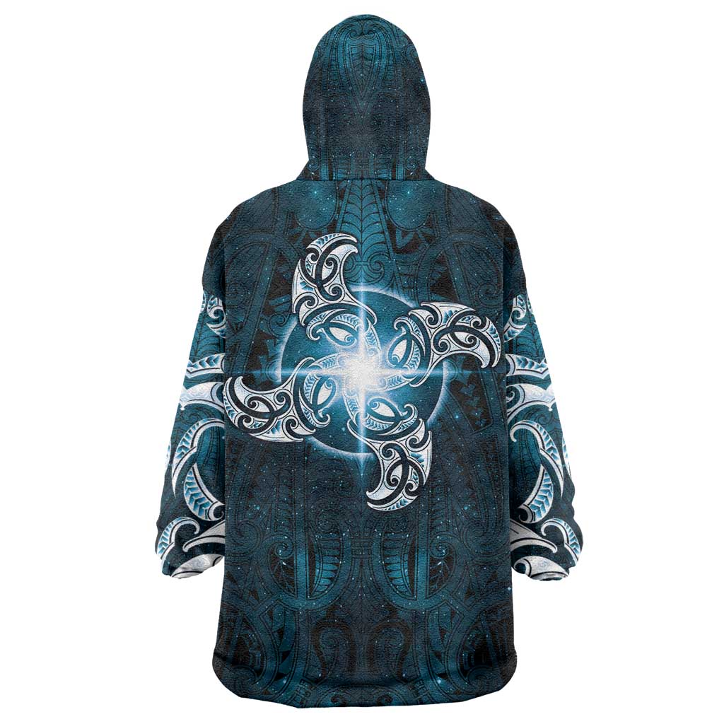 New Zealand Matariki Waita Wearable Blanket Hoodie Maori Moko Dark Blue Galaxy LT05 - Polynesian Pride