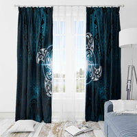 New Zealand Matariki Waita Window Curtain Maori Moko Dark Blue Galaxy