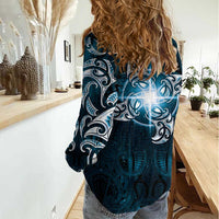 New Zealand Matariki Waita Women Casual Shirt Maori Moko Dark Blue Galaxy LT05 - Polynesian Pride