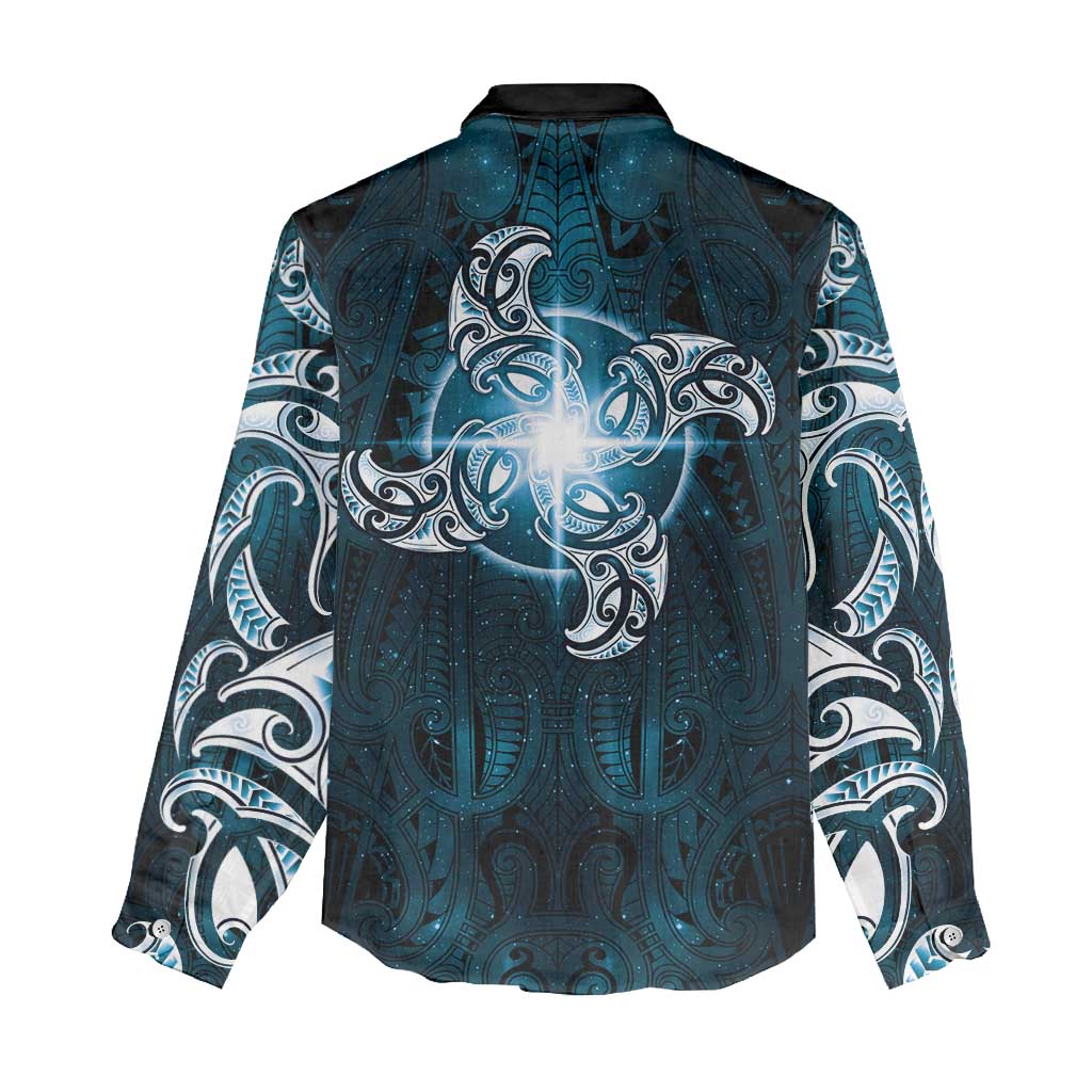 New Zealand Matariki Waita Women Casual Shirt Maori Moko Dark Blue Galaxy LT05 - Polynesian Pride