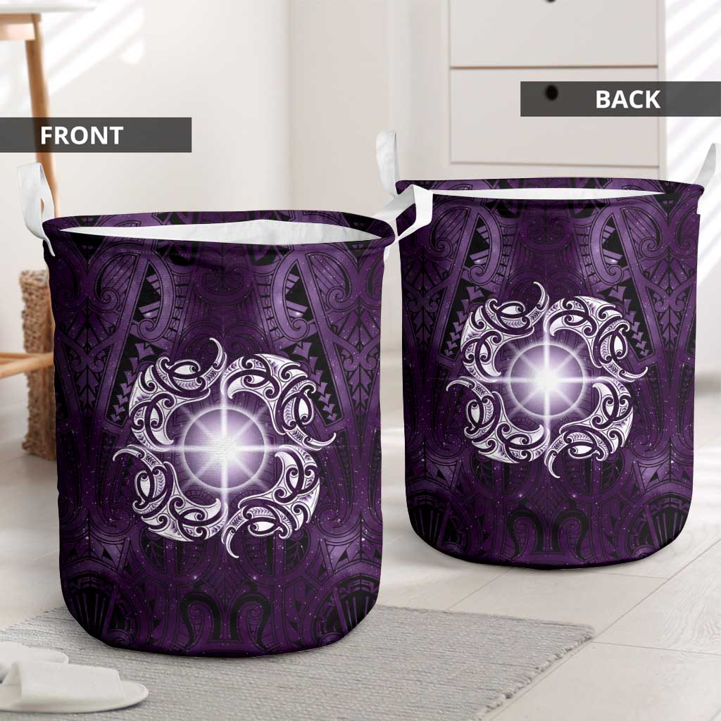 New Zealand Matariki Waipunarangi Laundry Basket Maori Moko Purple Galaxy LT05 - Polynesian Pride