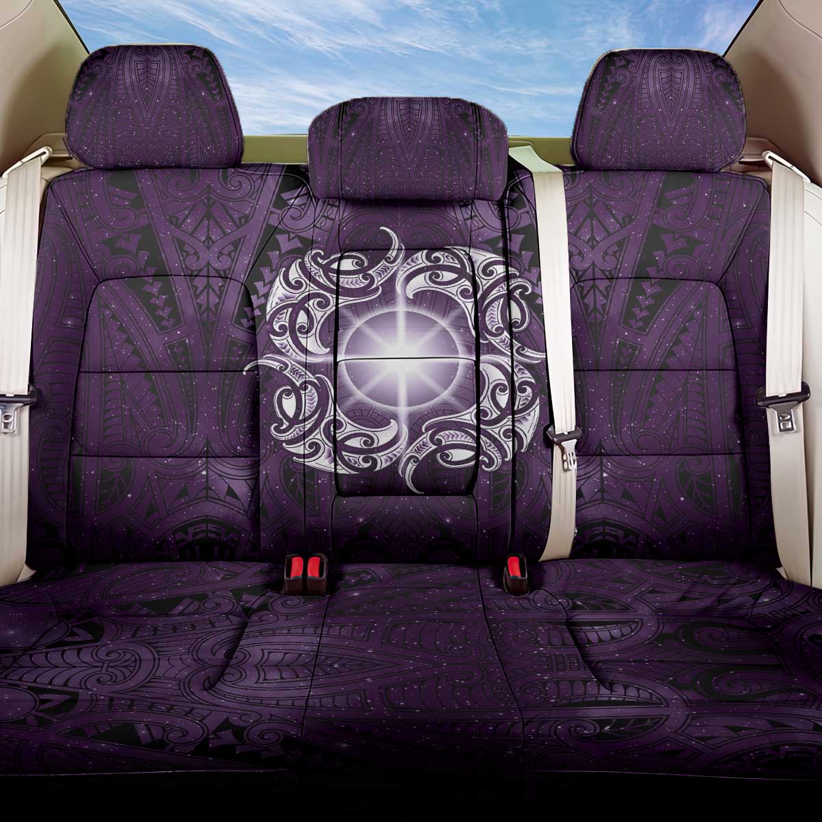 New Zealand Matariki Waipunarangi Back Car Seat Cover Maori Moko Purple Galaxy LT05 One Size Purple - Polynesian Pride