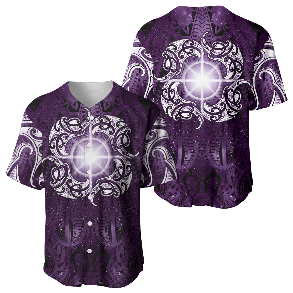 New Zealand Matariki Waipunarangi Baseball Jersey Maori Moko Purple Galaxy LT05 - Polynesian Pride