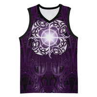 New Zealand Matariki Waipunarangi Basketball Jersey Maori Moko Purple Galaxy