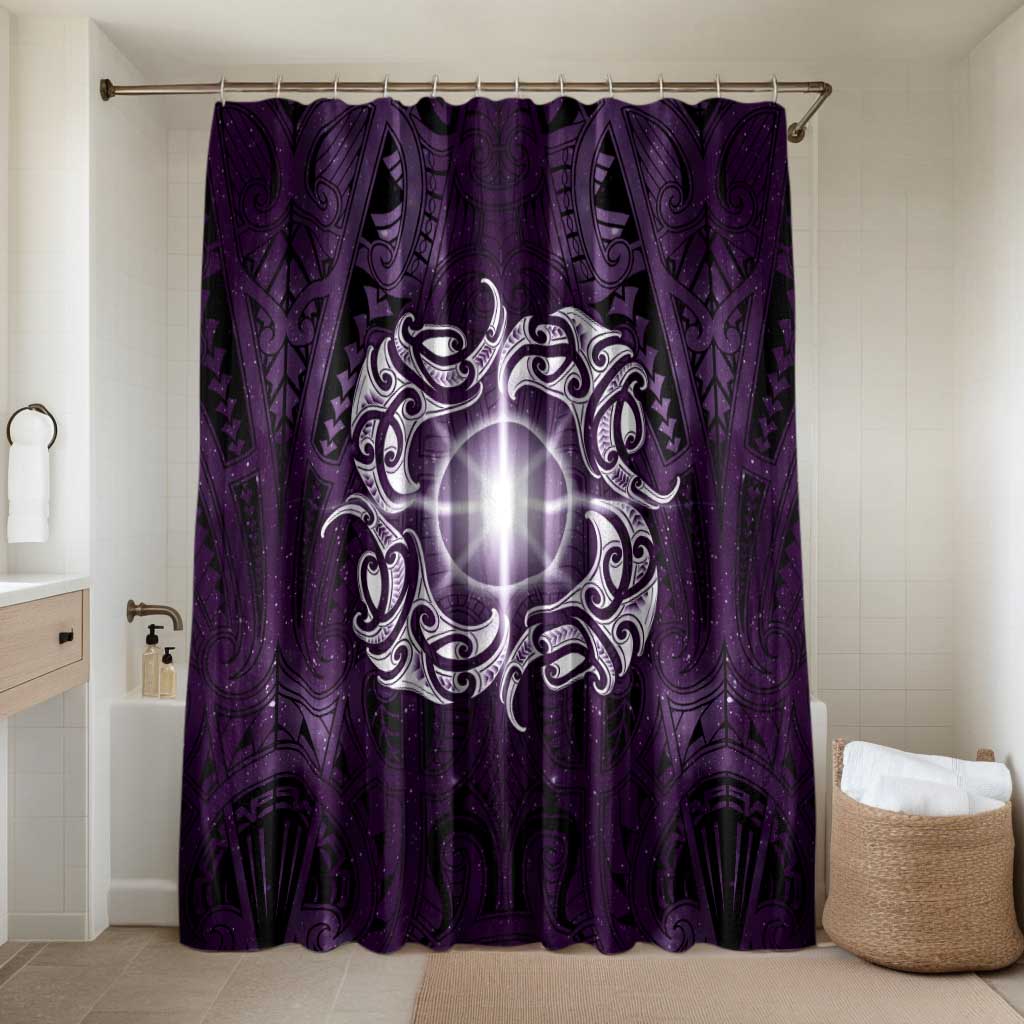 New Zealand Matariki Waipunarangi Bathroom Set Maori Moko Purple Galaxy LT05 Shower Curtain Only Purple - Polynesian Pride