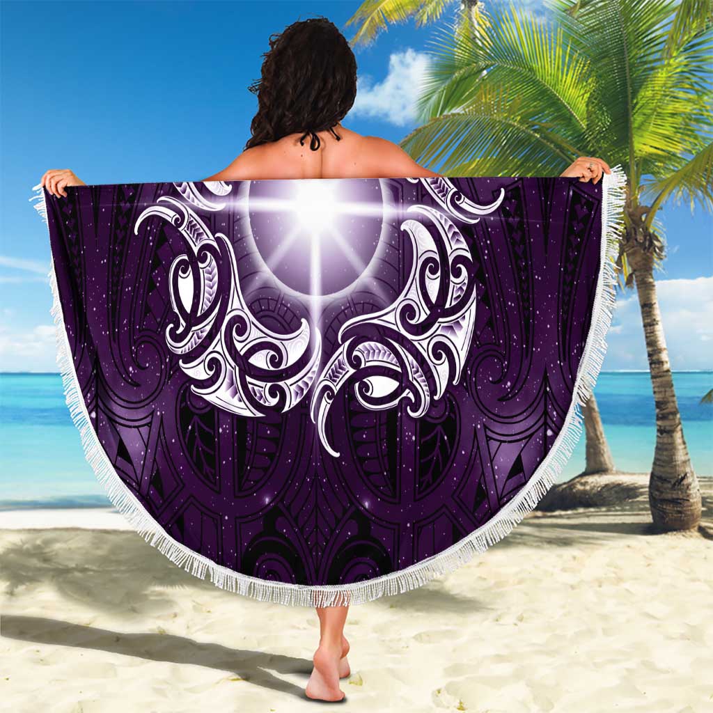 New Zealand Matariki Waipunarangi Beach Blanket Maori Moko Purple Galaxy LT05 - Polynesian Pride