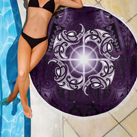 New Zealand Matariki Waipunarangi Beach Blanket Maori Moko Purple Galaxy LT05 - Polynesian Pride