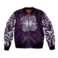 New Zealand Matariki Waipunarangi Bomber Jacket Maori Moko Purple Galaxy