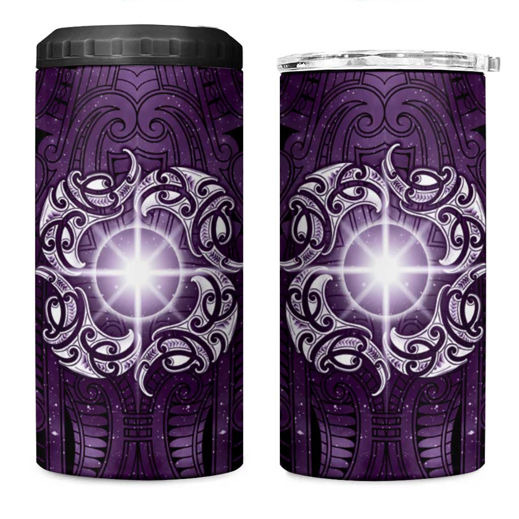 New Zealand Matariki Waipunarangi 4 in 1 Can Cooler Tumbler Maori Moko Purple Galaxy