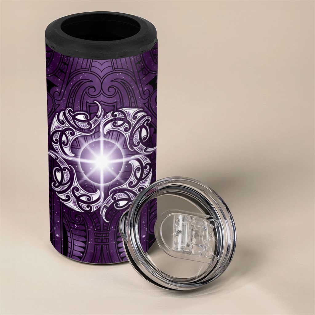 New Zealand Matariki Waipunarangi 4 in 1 Can Cooler Tumbler Maori Moko Purple Galaxy LT05 - Polynesian Pride