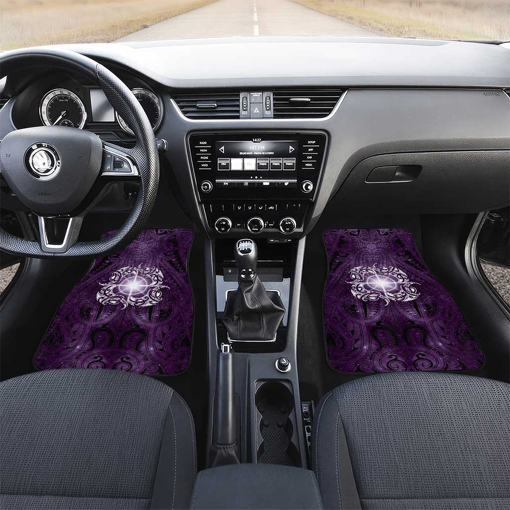 New Zealand Matariki Waipunarangi Car Mats Maori Moko Purple Galaxy LT05 Set 2pcs - Front Purple - Polynesian Pride