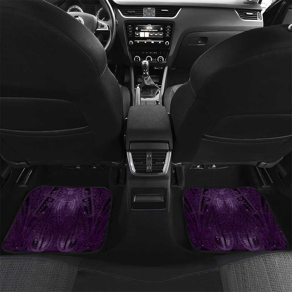 New Zealand Matariki Waipunarangi Car Mats Maori Moko Purple Galaxy LT05 Set 2pcs - Back Purple - Polynesian Pride
