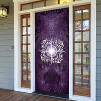 New Zealand Matariki Waipunarangi Door Cover Maori Moko Purple Galaxy