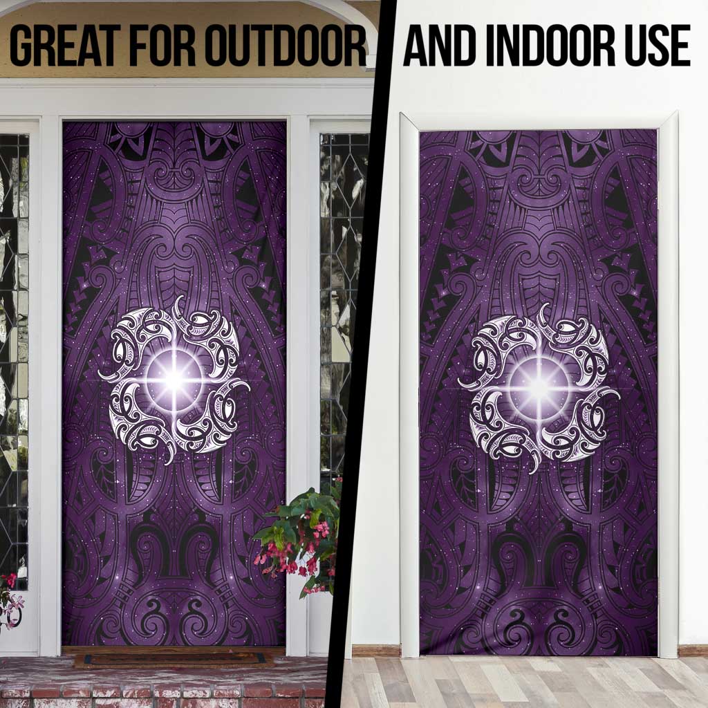 New Zealand Matariki Waipunarangi Door Cover Maori Moko Purple Galaxy