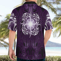 New Zealand Matariki Waipunarangi Hawaiian Shirt Maori Moko Purple Galaxy
