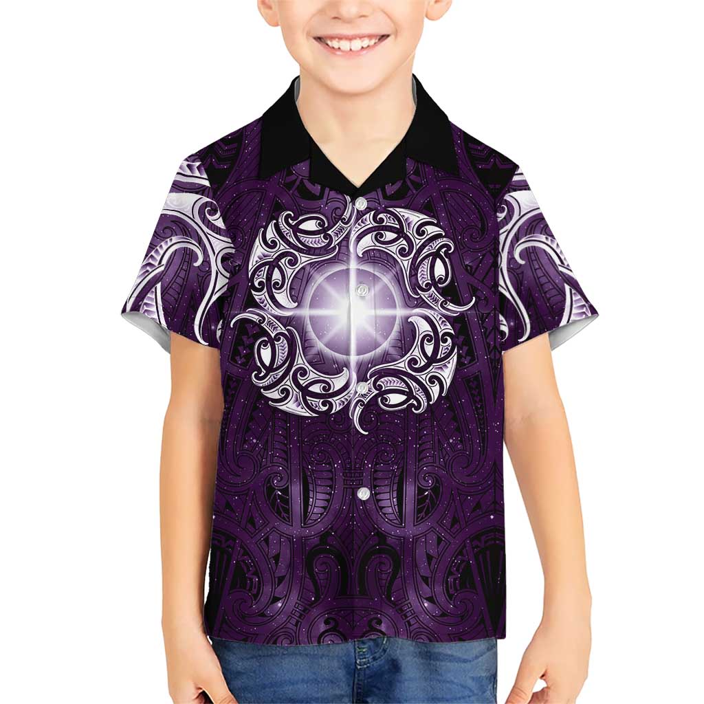 New Zealand Matariki Waipunarangi Hawaiian Shirt Maori Moko Purple Galaxy