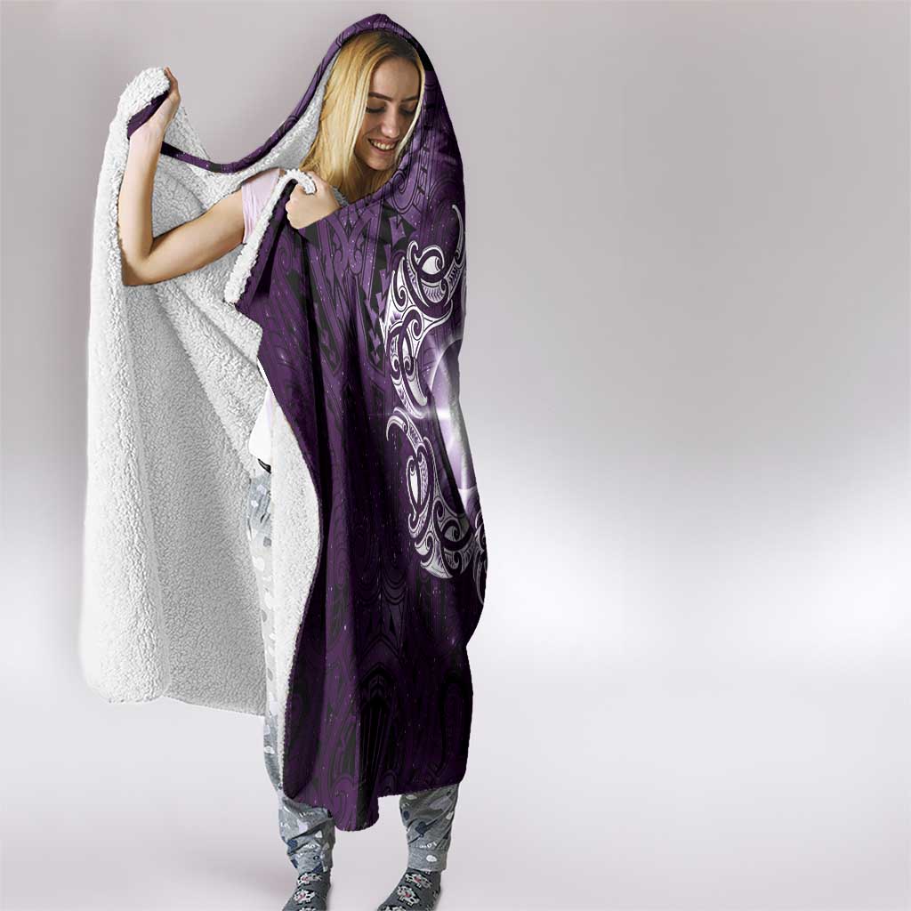 New Zealand Matariki Waipunarangi Hooded Blanket Maori Moko Purple Galaxy LT05 - Polynesian Pride