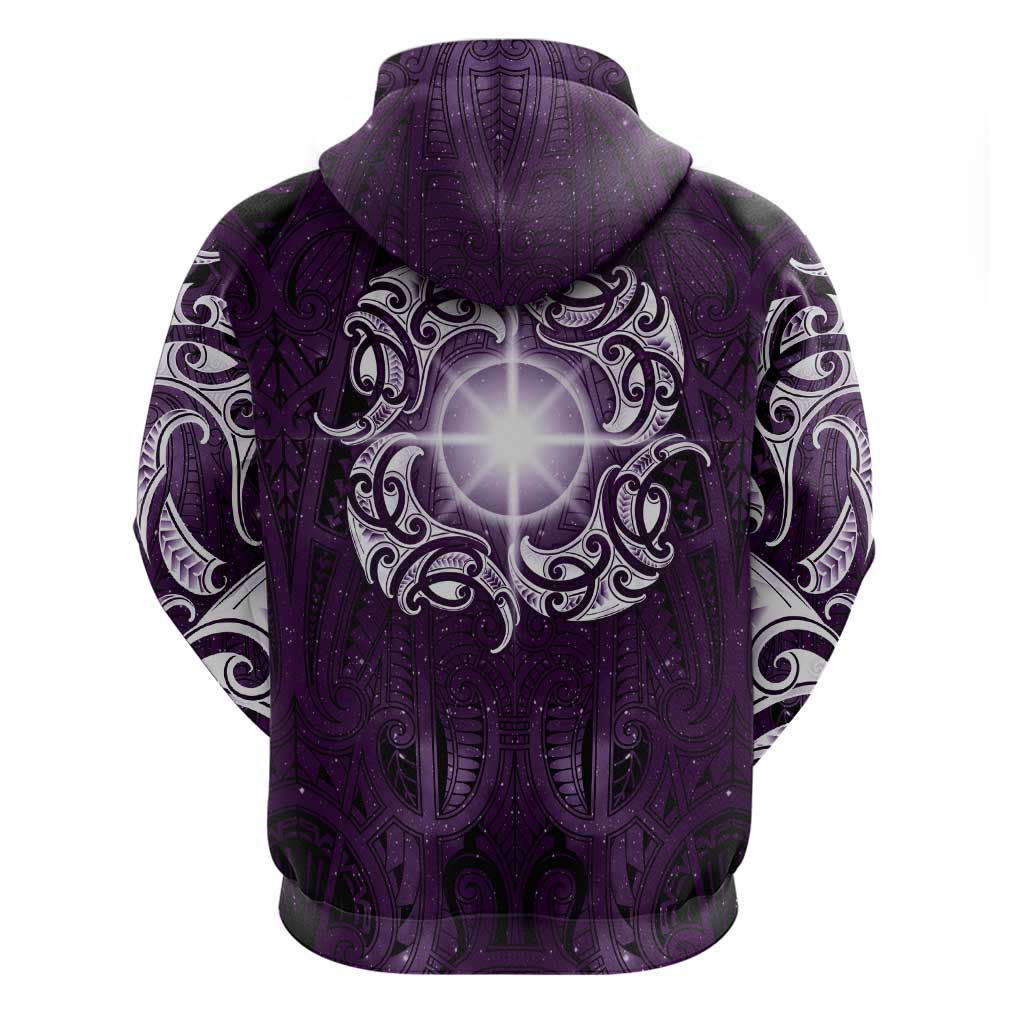New Zealand Matariki Waipunarangi Hoodie Maori Moko Purple Galaxy LT05 - Polynesian Pride